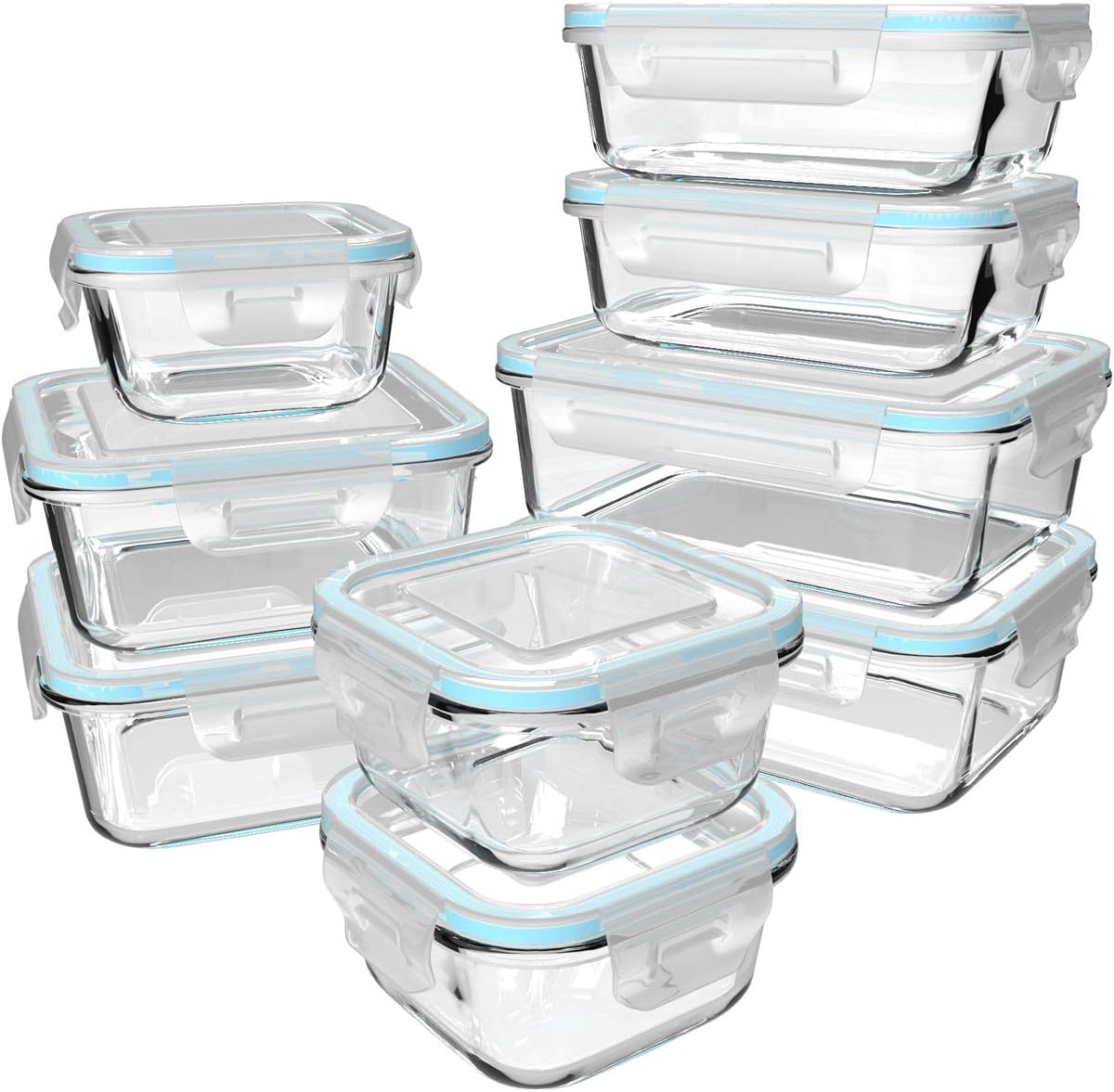Glass Container Set - 18 Piece Glass Food Storage Containers