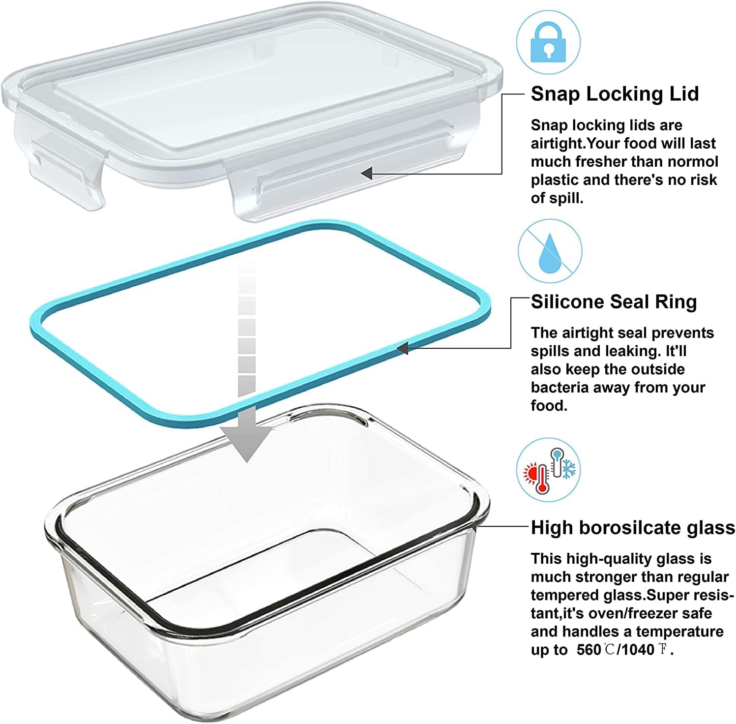 18 Piece Glass Food Storage Co - огляд і ціна Glass Container Set