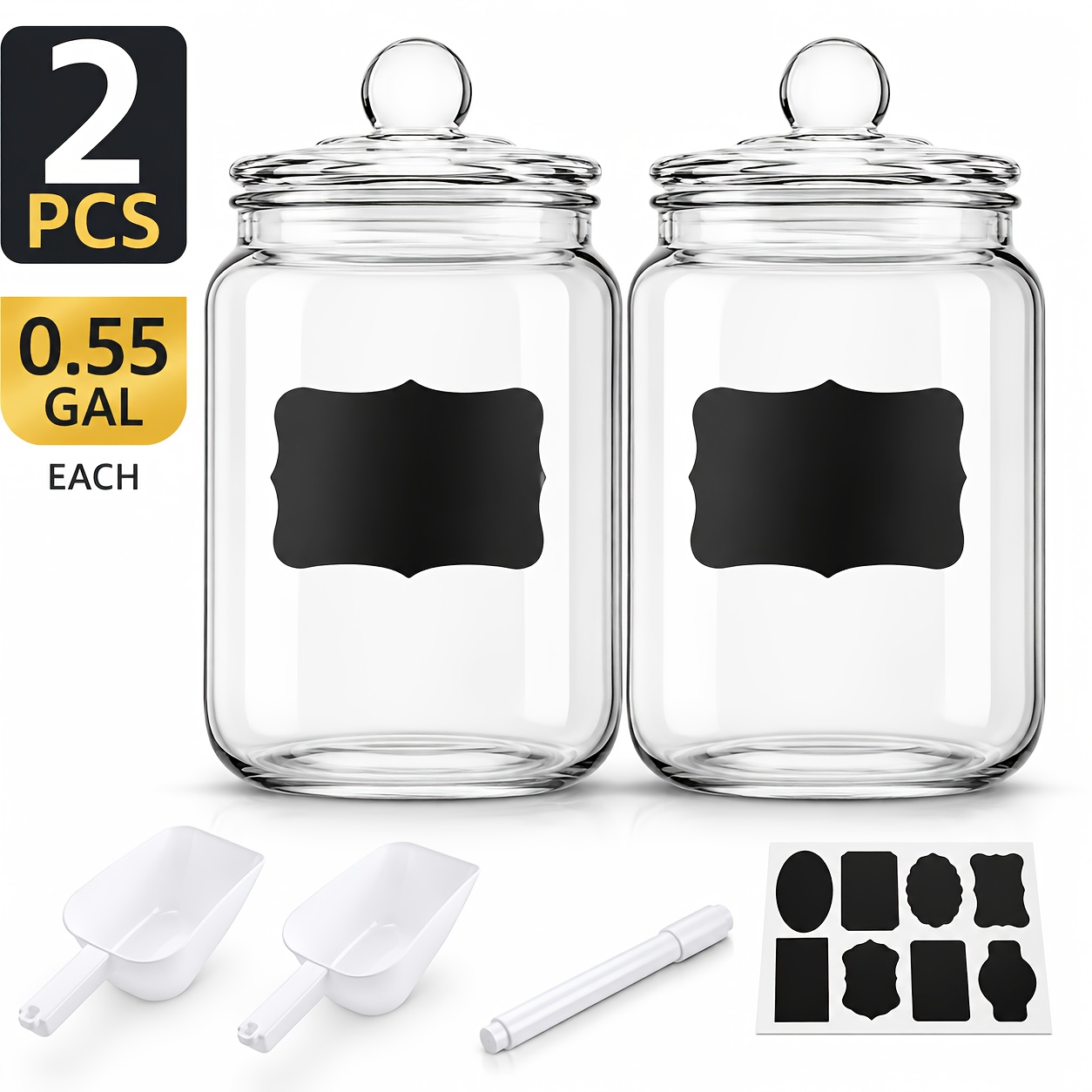 2pcs Glass Pantry Jar with Cla - огляд і ціна Glass Container Set